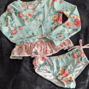 Cheeky Plum Floral Kids Pajama Set - Mint and Pink